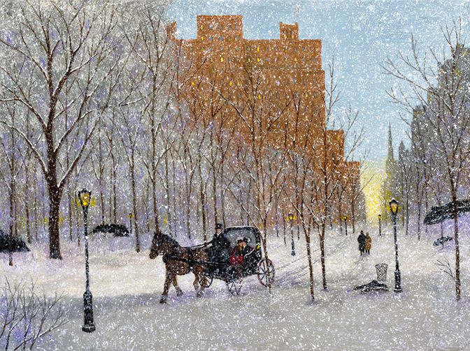 Painting titled "Winter in Central P…" by Patrick Antonelle, Original Artwork, Oil