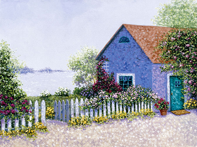 绘画 标题为“Seaside Cottage” 由Patrick Antonelle, 原创艺术品, 油