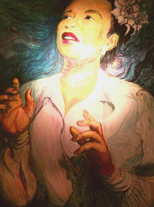 제목이 "Billie Holiday"인 미술작품 Patrick Basset로, 원작, 아크릴