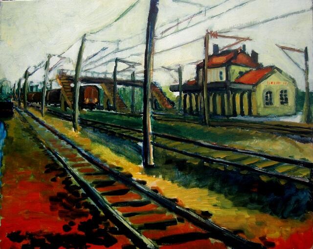 Peinture intitulée "LA GARE DE BLESME" par Patrick Basset, Œuvre d'art originale, Huile