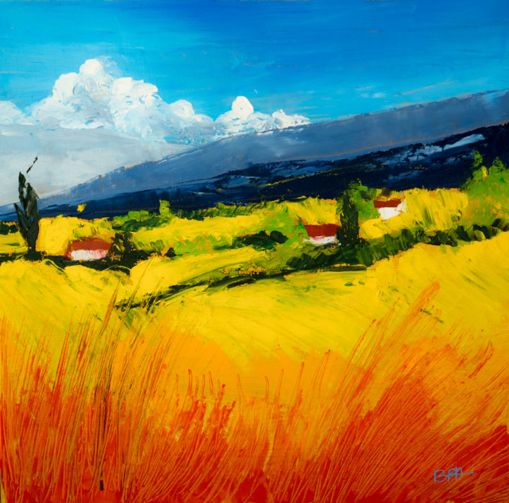 Peinture intitulée "Terres de Provence…" par Patrick Bauquel, Œuvre d'art originale, Huile