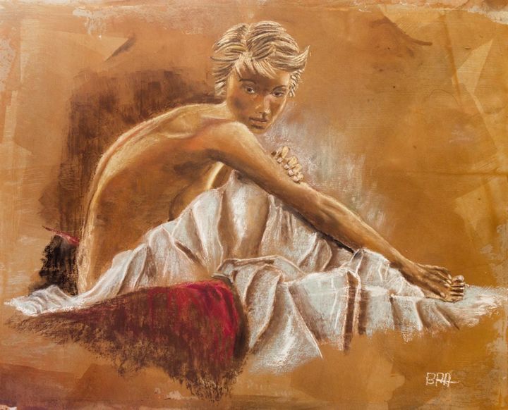 Painting titled "Nu féminin" by Patrick Bauquel, Original Artwork, Pastel