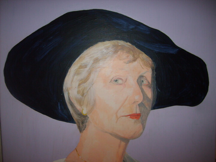 Painting titled "La dame au chapeau" by Patrick Bigeon, Original Artwork, Acrylic