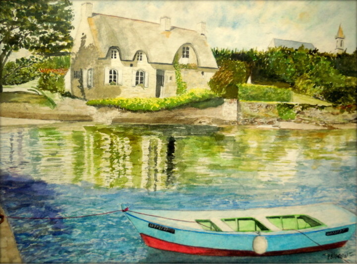 Peinture intitulée "Maison Bretonne bie…" par Patrick Bigeon, Œuvre d'art originale, Aquarelle