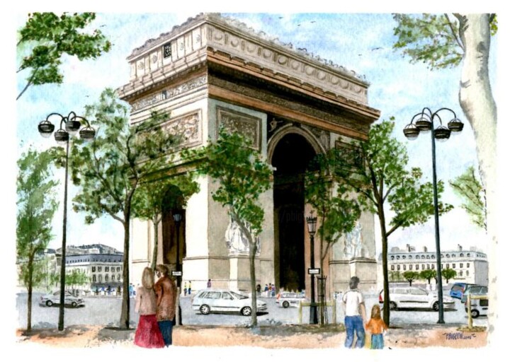 Peinture intitulée "Place Charles de Ga…" par Patrick Bigeon, Œuvre d'art originale, Aquarelle
