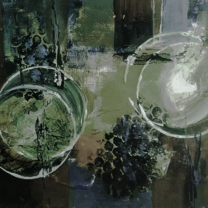 Painting titled "deux cercles versio…" by Patrick Blanchon, Original Artwork, Acrylic