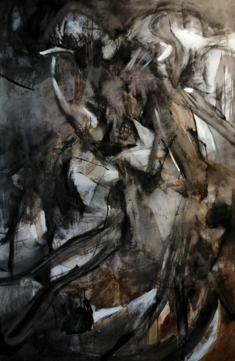 Pintura titulada "le-voyage-des-loups…" por Patrick Blanchon, Obra de arte original, Acrílico