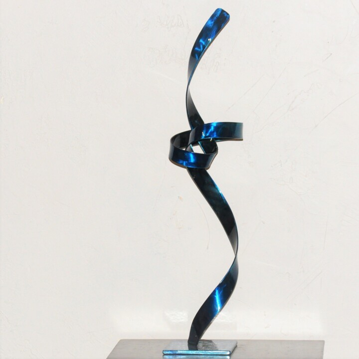 Sculpture intitulée "Nœud Blue" par Patrick Blandin, Œuvre d'art originale, Encre
