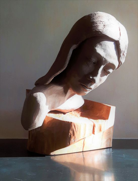 Sculpture titled "Rêverie" by Patrick Bonnet, Original Artwork, Terra cotta