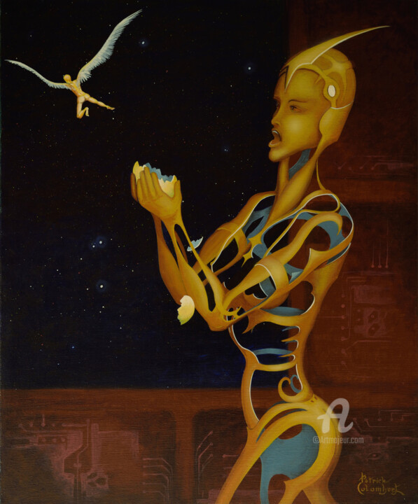 Peinture intitulée "L'oeuf." par Patrick Colombert, Œuvre d'art originale, Acrylique Monté sur Châssis en bois