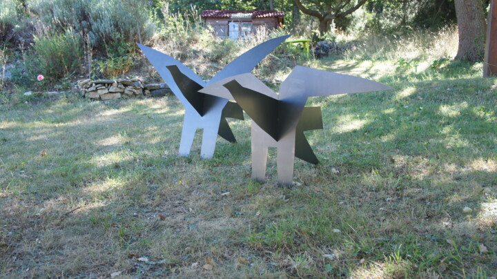 Sculpture titled "oiseaux" by Patrick Desombre, Original Artwork, Metals