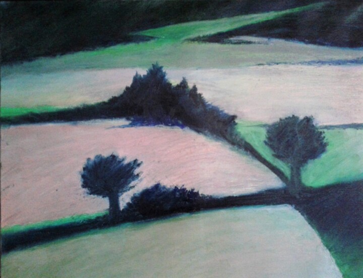 Painting titled "paysage" by Patrick Desombre, Original Artwork, Oil