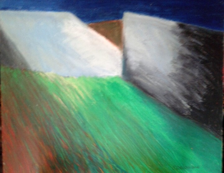 Peinture intitulée "paysage minéral" par Patrick Desombre, Œuvre d'art originale, Huile