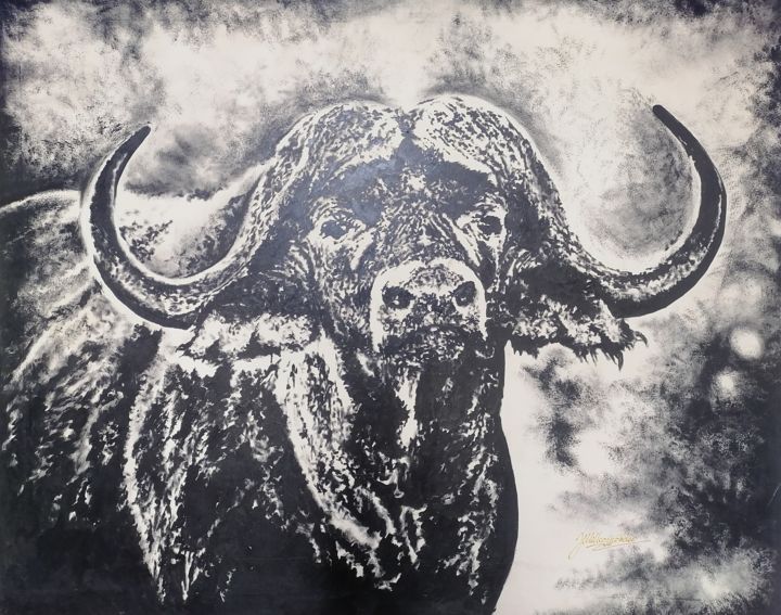 "Smiling Buffalo" başlıklı Tablo Patrick Dodoo tarafından, Orijinal sanat, Akrilik