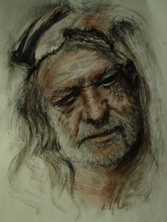 Drawing titled "Série expression" by Patrick Dorigny, Original Artwork, Charcoal