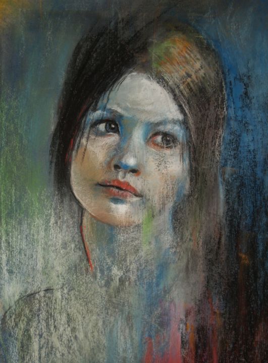 Schilderij getiteld "Série Portaits Past…" door Patrick Dorigny, Origineel Kunstwerk, Pastel