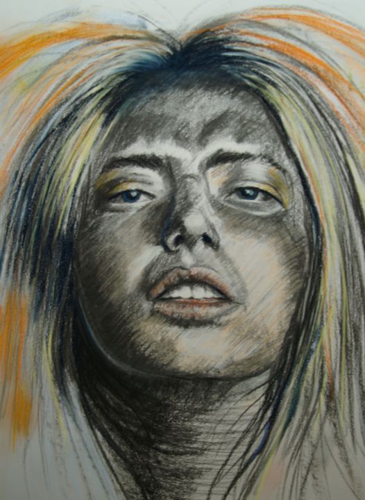 Dibujo titulada "série portrait 06" por Patrick Dorigny, Obra de arte original, Pastel