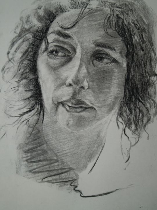 Drawing titled "série portrait 05" by Patrick Dorigny, Original Artwork, Charcoal