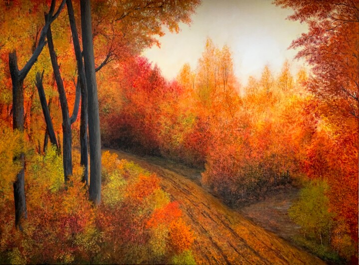 Peinture intitulée "Feu d’automne" par Patrick Egger, Œuvre d'art originale, Acrylique Monté sur Châssis en bois