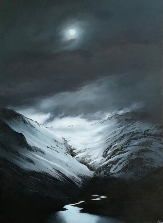 Картина под названием "Lueur glacée" - Patrick Egger, Подлинное произведение искусства, Акрил Установлен на Деревянная рама…