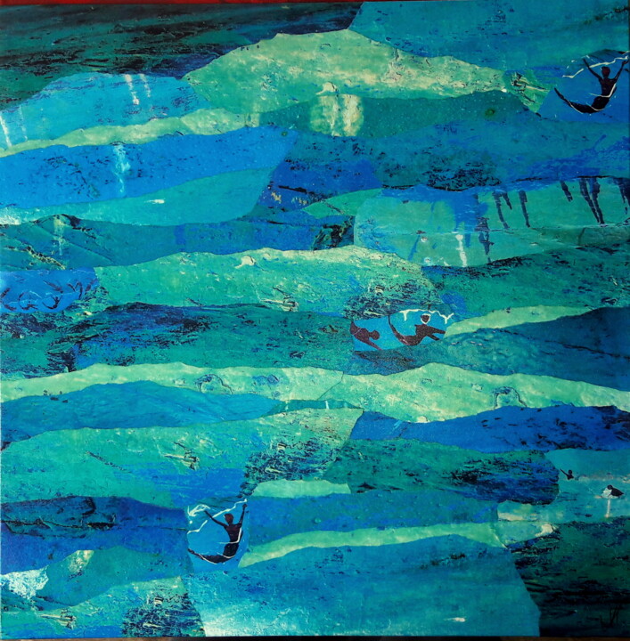 Collages intitulée "Mer agitée" par Patrick Haentzler, Œuvre d'art originale, Collages