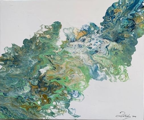 Pintura titulada "Au fil de l'eau" por Patrick Huvelin, Obra de arte original, Acrílico