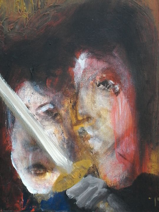 Pittura intitolato "the sword" da Patrick Jeune, Opera d'arte originale, Olio