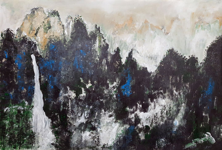 Painting titled "Blue Mountains" by Patrick Joosten, Original Artwork, Acrylic