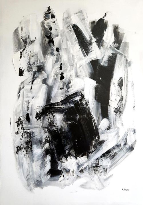 Ζωγραφική με τίτλο "Black and White" από Patrick Joosten, Αυθεντικά έργα τέχνης, Ακρυλικό