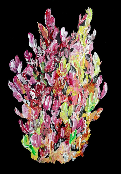 Painting titled "Flowers" by Patrick Joosten, Original Artwork, Acrylic Mounted on Wood Stretcher frame