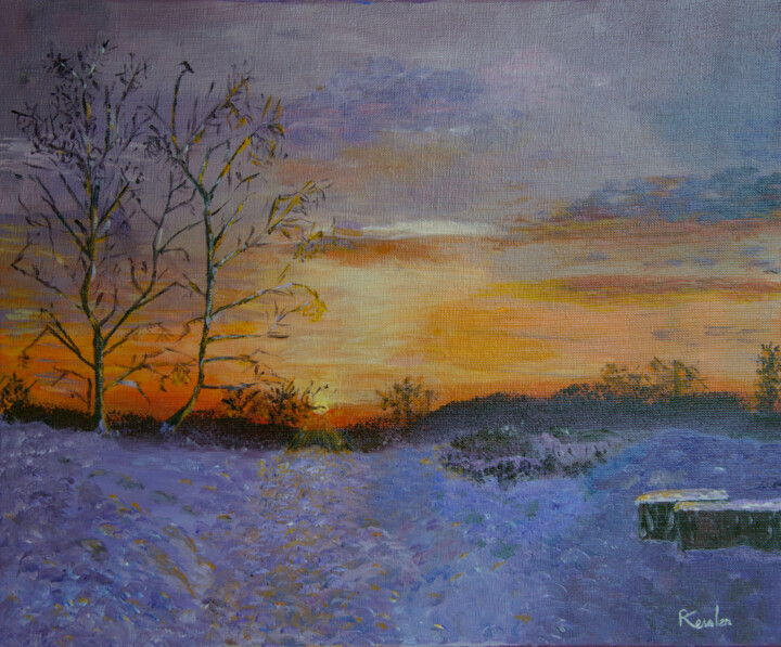 Peinture intitulée "Quiétude hivernale" par Patrick Kessler, Œuvre d'art originale, Acrylique Monté sur Châssis en bois