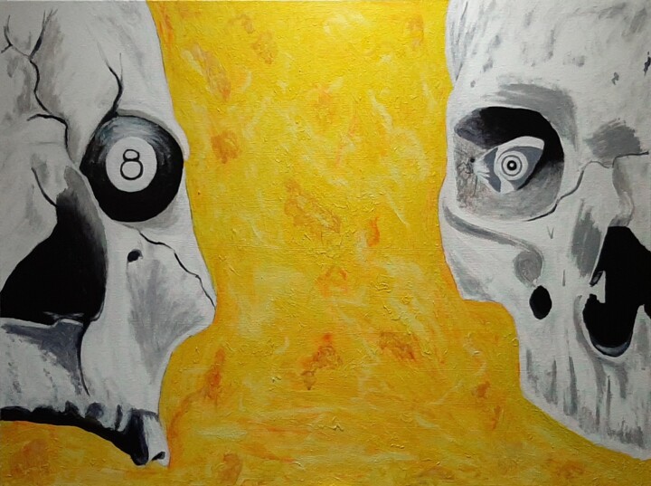 Painting titled "Skulls" by Patrick Lacale (JOKER), Original Artwork, Oil