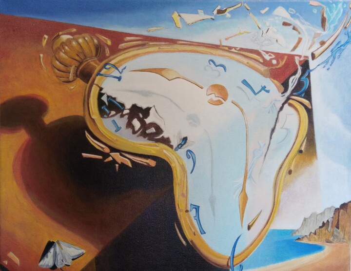 Schilderij getiteld "Horloge de Dali (re…" door Patrick Lacale (JOKER), Origineel Kunstwerk, Olie Gemonteerd op Frame voor h…
