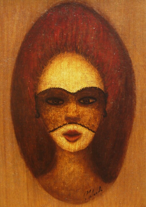 Painting titled "Masque roux" by Patrick Lalande, Original Artwork, Oil
