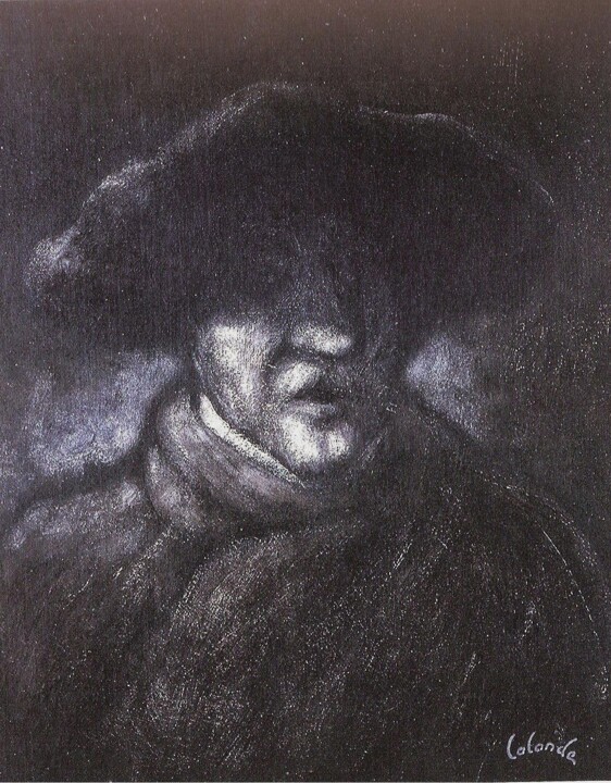 Peinture intitulée "Homme au béret" par Patrick Lalande, Œuvre d'art originale, Huile
