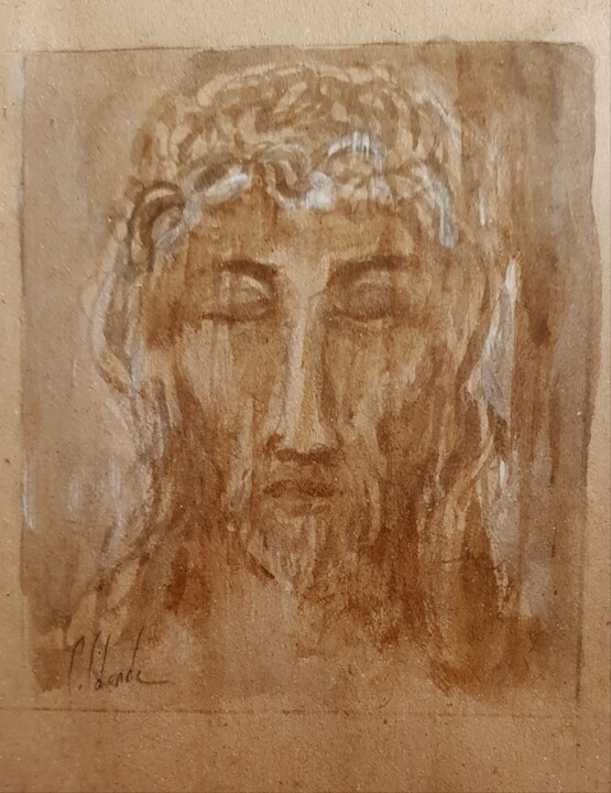 Drawing titled "Christ" by Patrick Lalande, Original Artwork, Watercolor