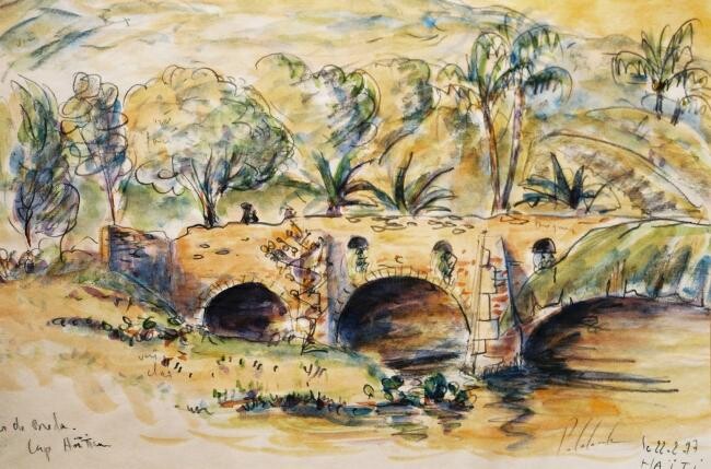 Dessin intitulée "le pont de Bréda .c…" par Patrick Lalande, Œuvre d'art originale, Autre