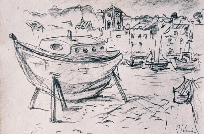 Dessin intitulée "port de Cassis" par Patrick Lalande, Œuvre d'art originale, Autre