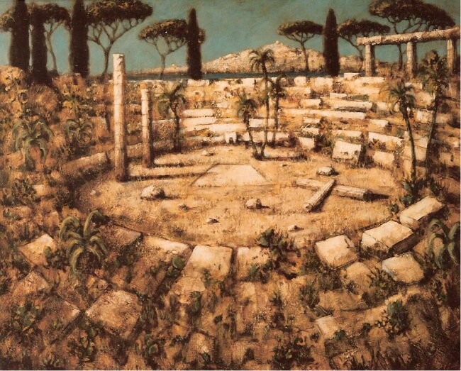 Peinture intitulée "amphithéâtre ( coll…" par Patrick Lalande, Œuvre d'art originale, Huile