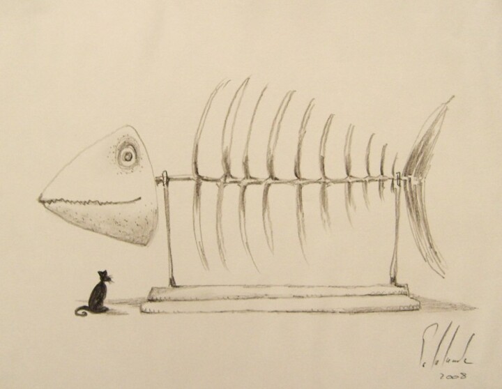 Drawing titled "poisson d'avril" by Patrick Lalande, Original Artwork, Other