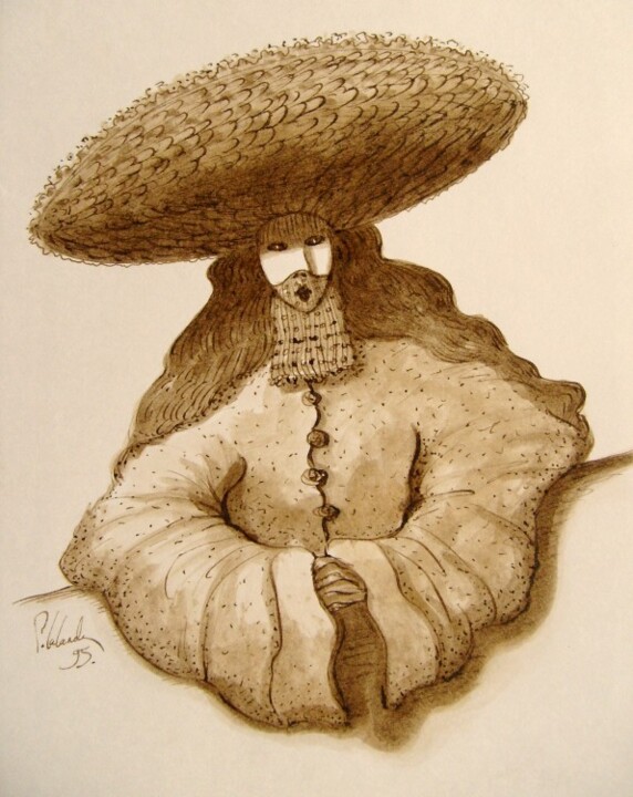 「masque」というタイトルの絵画 Patrick Lalandeによって, オリジナルのアートワーク, オイル