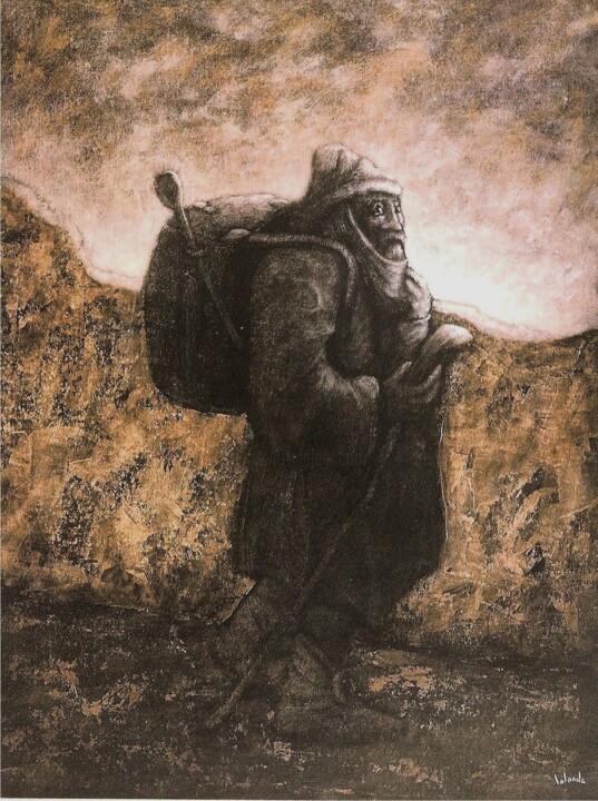 Peinture intitulée "le colporteur" par Patrick Lalande, Œuvre d'art originale, Huile