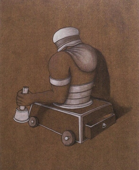 Peinture intitulée "le cul-de-jatte" par Patrick Lalande, Œuvre d'art originale