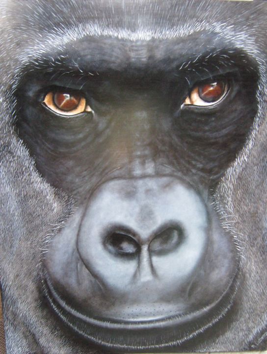 Peinture intitulée "Gorille" par Patrick Lodwitz, Œuvre d'art originale, Huile