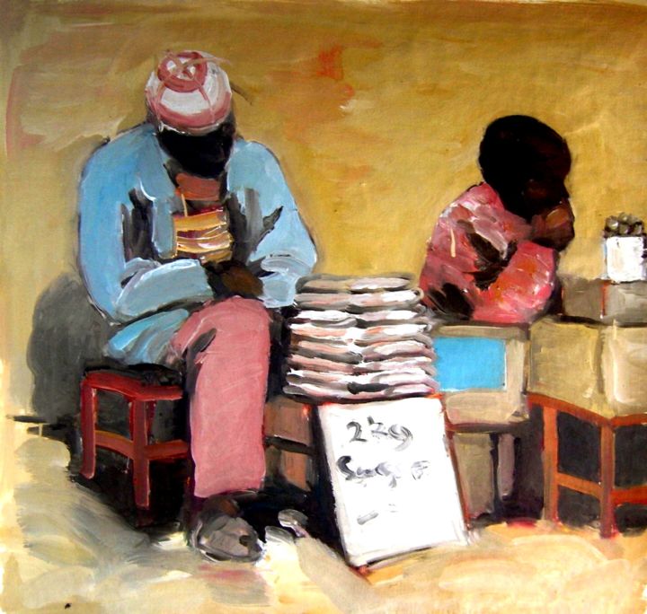 Peinture intitulée "moment-of-silence-8…" par Patrick Makumbe, Œuvre d'art originale