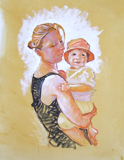 Painting titled "La femme et l'enfant" by Patrick Marie, Original Artwork, Oil