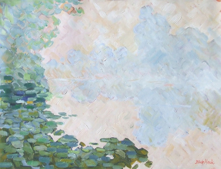 제목이 "Bord de l'Eure - br…"인 미술작품 Patrick Marie로, 원작, 기름 나무 들것 프레임에 장착됨