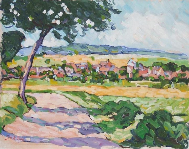 Peinture intitulée "La campagne normande" par Patrick Marie, Œuvre d'art originale, Huile