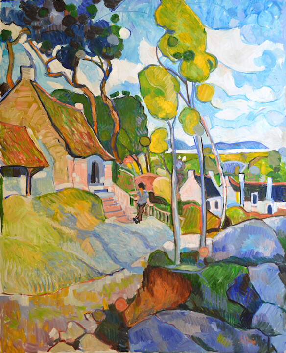 Malerei mit dem Titel "Paysage breton en é…" von Patrick Marie, Original-Kunstwerk, Öl