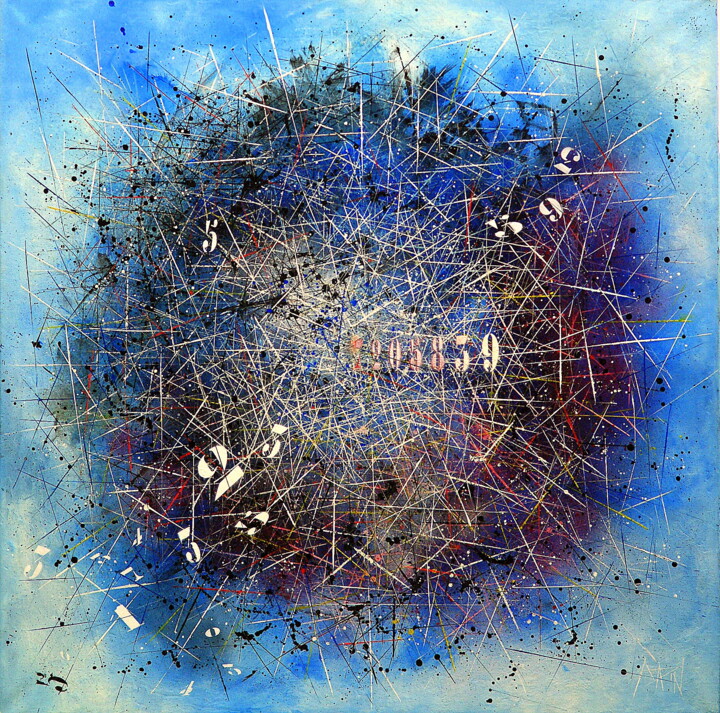 Painting titled "MAGNETIQUE 11" by Patrick Marin, Original Artwork, Oil Mounted on Wood Stretcher frame